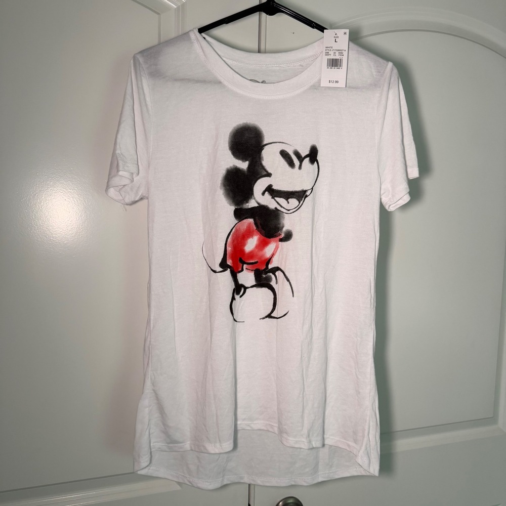 Disney Mickey Mouse Watercolor Graphic T-Shirt White Large NWT JT1702855271A